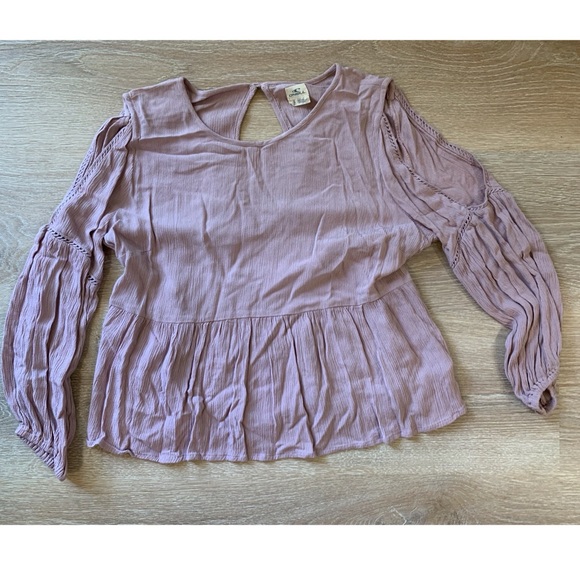 O’Neill women’s small light pink cutout long sleeve blouse - Picture 2 of 11